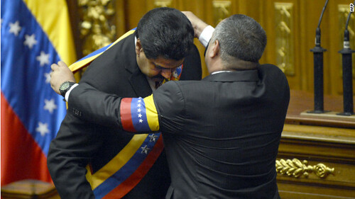 Nicolas Maduro being sworn in as Interim President of the Bolivarian Republic of Venezuela on March 8, 2013. He took the oath of office at the national assembly in Caracas. by Pan-African News Wire File Photos