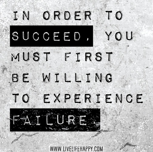 In order to succeed, you must first be willing to experience failure.