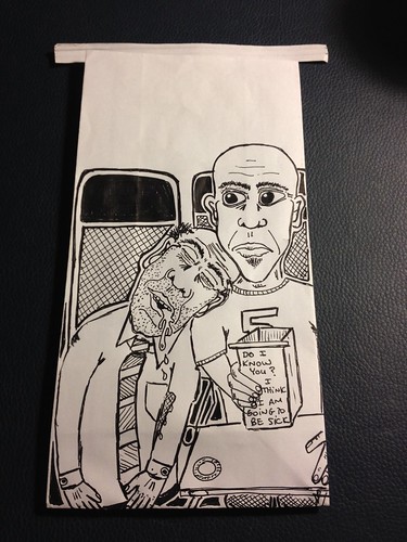 Barf bag art Southwest Airlines by Mike "Dakinewavamon" Kline