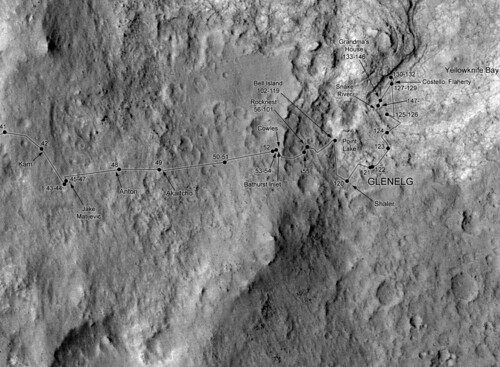 Curiosity route map to sol 157