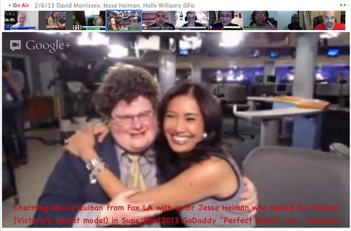 20130206 Maria Quiban from Fox LA with actor Jesse Heiman who kissed Bar Refaeli (Victoria's Secret model) in SuperBowl2013 GoDaddy &quot;Perfect Match&quot; ad - pix 03 by k-ideas