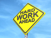 Hard Work Ahead Yield Sign