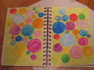 circles made from watercolor crayons and water