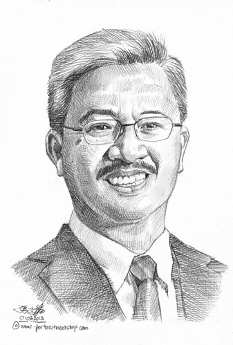 Pencil portrait for Chinese Swimming Club Dick Lee - 5