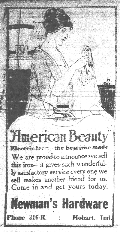 Ad for American Beauty electric iron