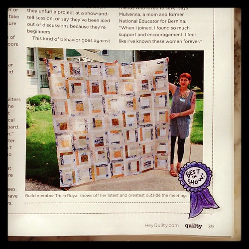 me in #quilty!  (w/ diane royal's memory quilt, made from pete royal's shirts)