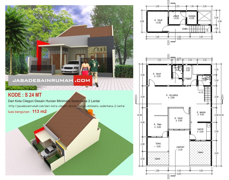    : Desain Hunian Minimalis sederhana 2 Lantai @ Jasa Desain Rumah