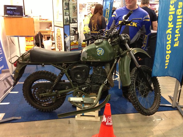 Military bike with skis for winter