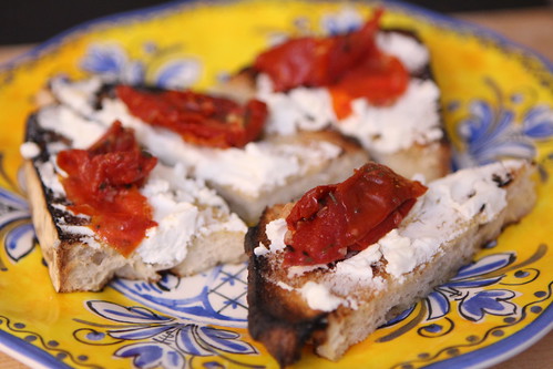 San Francisco Sourdough Crostini with Goat Cheese and Roasted Tomatoes