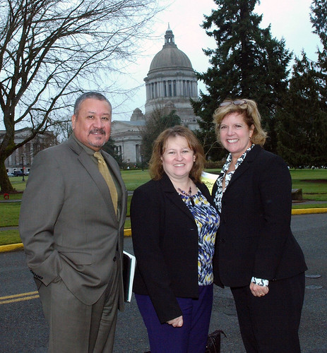 Washington State Director Mario Villanueva, Acting RBS Administrator Lillian Salerno, and Business Program Director Tuana Jones in Olympia, Wash., for a business lender roundtable.  Photo by Phil Eggman, USDA.