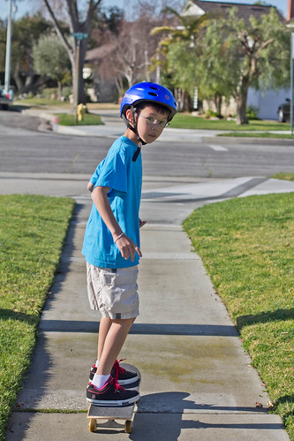 Skateboarding to school