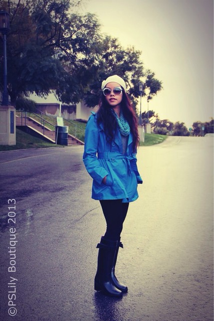 blue rain coat