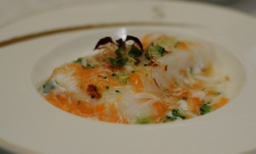 Steamed Sea Perch Fillet with Special Coral Sauce at Yan Ting