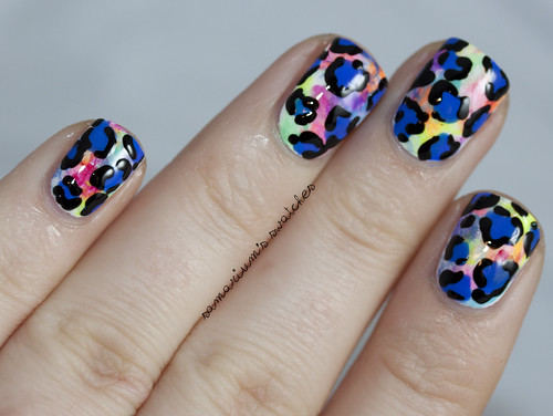 Colorful Freehand Leopard Nail Art (3)