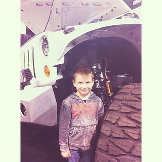 "Look Mom, I'm under the Jeep!" #likefatherlikeson
