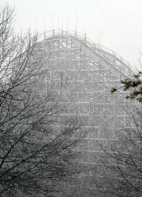 Snow on The Legend roller coaster