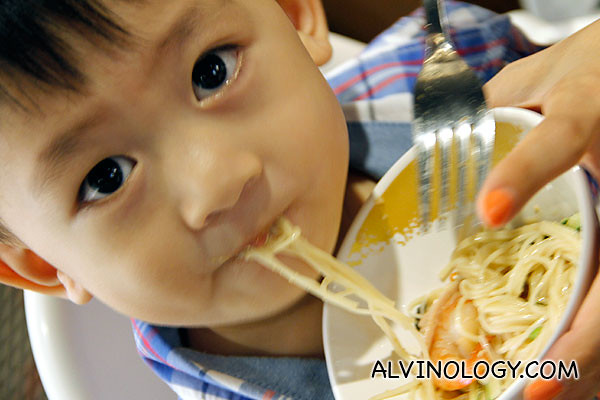 My son, Asher, enjoying the cold noodle 