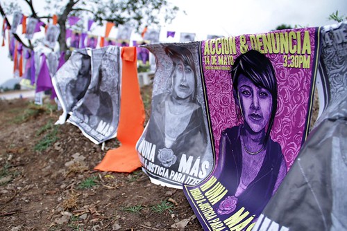 posters for a protest against femicide in Chiapas