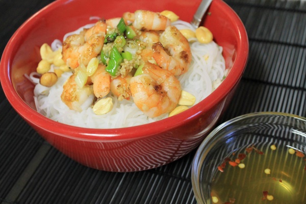 Salt & Pepper Shrimp Rice Noodle Bowl