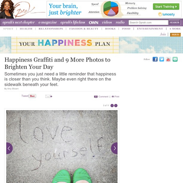 OMG....Oprah's face and my selfie on the same page...today on the Spirit Page of Oprah.com