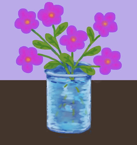 Pink Flowers in Blue Vase (Digital Pastel Day 2) by randubnick