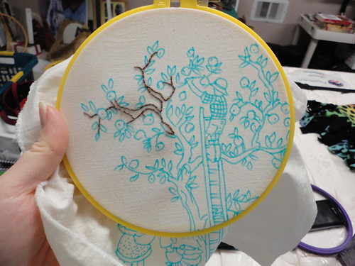 Work in progress - Apple Harvest embroidery, pattern from Bustle and Sew