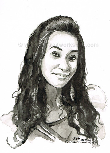 lady portrait in b&w watercolour 12032013