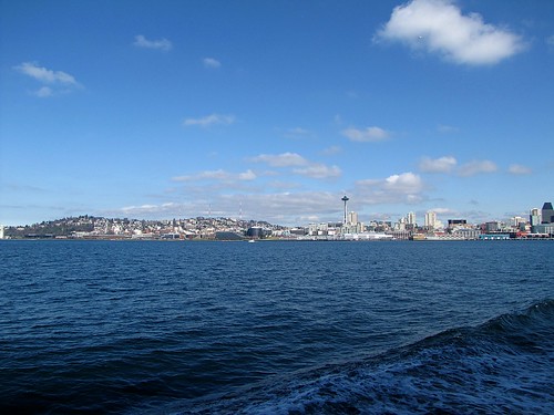 view of Seattle from the ferry