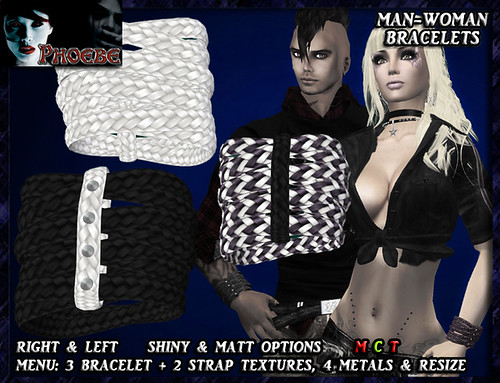 -P- Leather Bracelets ~ Mix Black & White ~ 752X512