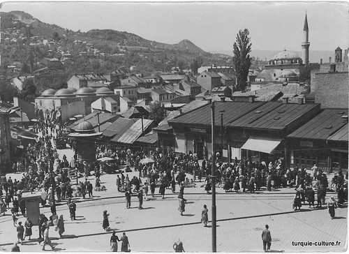 Sarajevo, Bascarsija, l'ancien marché turc, carte postale envoyée en 1957