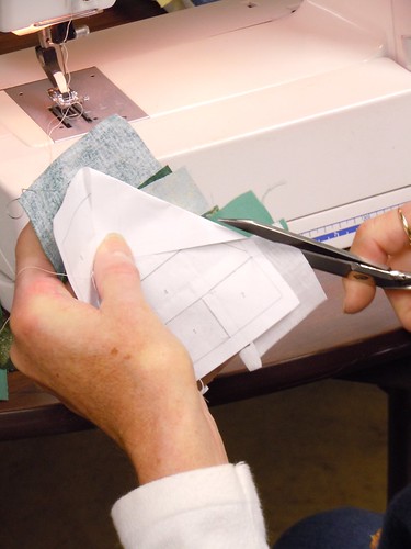 Cutting the seams of paper piecing