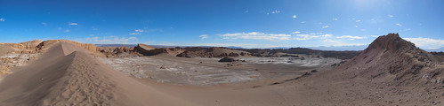 Le désert d'Atacama: vue sur l'Amphitéatre depuis le sommet de la Duna Mayor (Valle de la Luna)