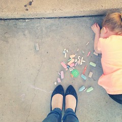 #whereistand watching my little girl look for bugs, surrounded by chalk.