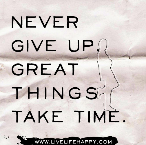 Never give up. Great things take time.