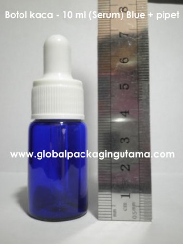 Botol Kaca - 10 ml (Serum) Blue + pipet_1