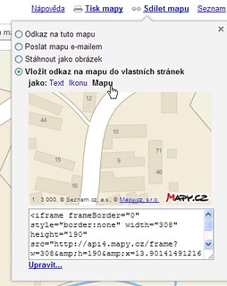 Mapy.cz Embed Code Screen Capture