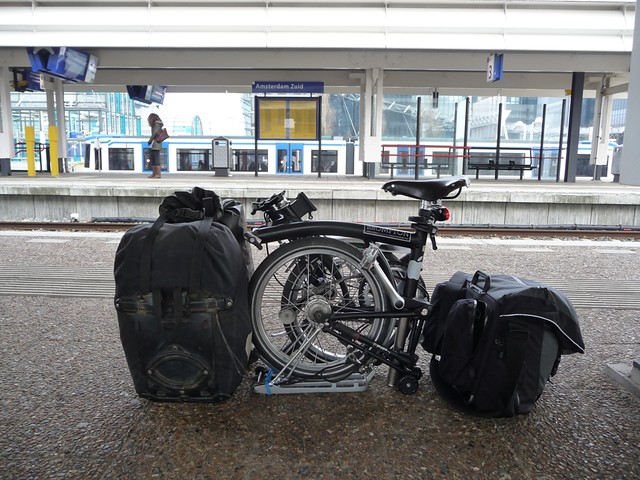 Brompton ready for a train journey