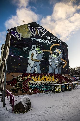 Robots Wrestling Graffiti [Reykjavik, Iceland - January 13th, 2013]