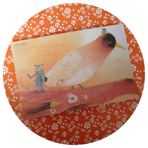 #pinocchio #postcard #bird #orange #snailmail