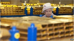 Queen inspecting gold vault
