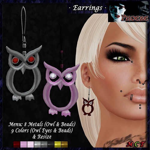[$80L NEW!] *P* Owl Earrings ~8 Metals-9 Gems~