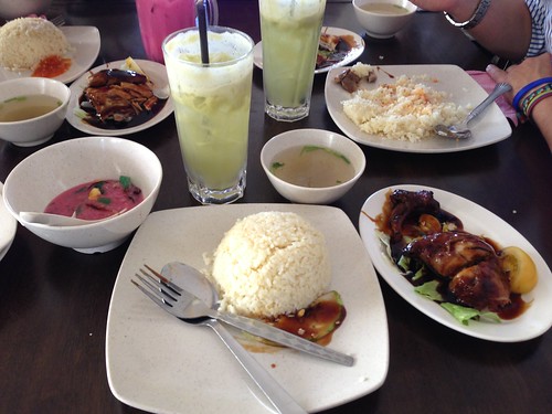 Abc is the desert, Nasi Ayam, and apple juice