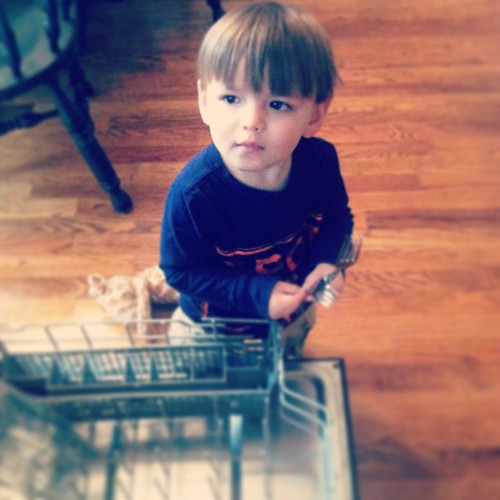 The #process of emptying the #dishwasher may take longer with his help but I wouldn't  have it any other way :) #projectlife365