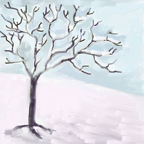 Snow and Tree (Digital Impasto) by randubnick