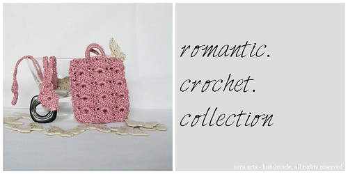 Romantic crochet necklace with case - pink