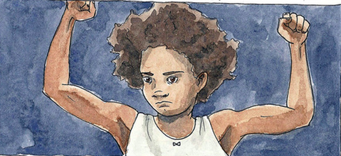 An illustration of Beasts of the Southern Wild's Hushpuppy flexing her arms