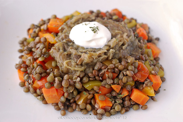 Lentils with roasted eggplant