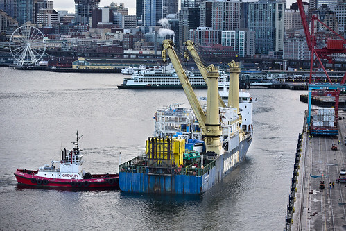 Bertha ship docks at the Port of Seattle