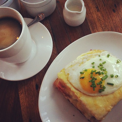 Croque madam. Americano. Breakfast at Wildflour. I love that place.