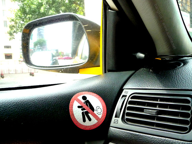 Bangkok Oct 2011 - no farting in taxi sign